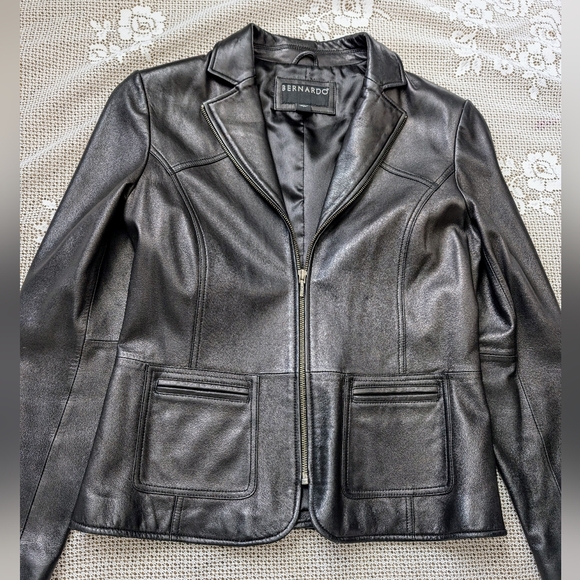 Bernardo Moto Leather Jacket Black Fitted Modern - Picture 2 of 7